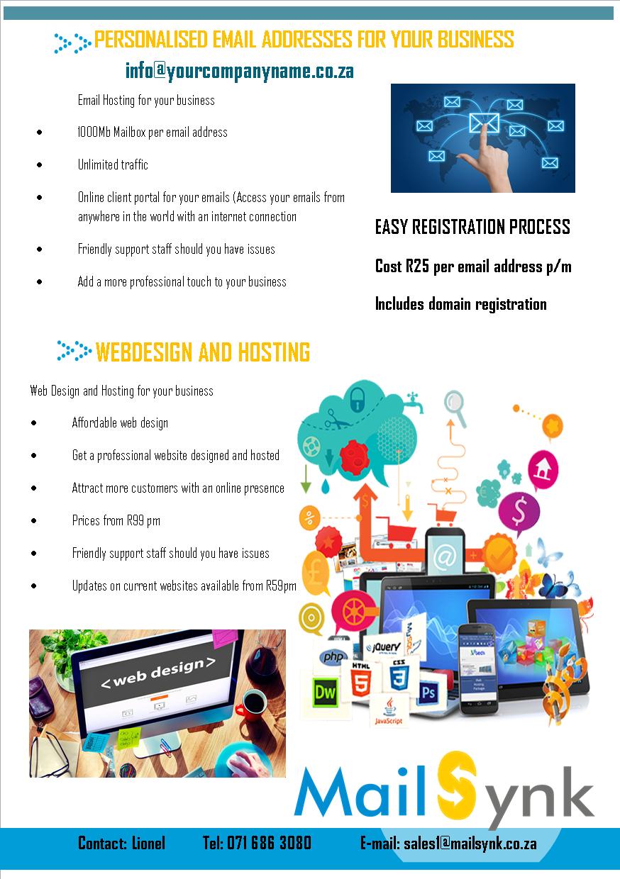Current Promo, website R99 p/m includes design and hosting